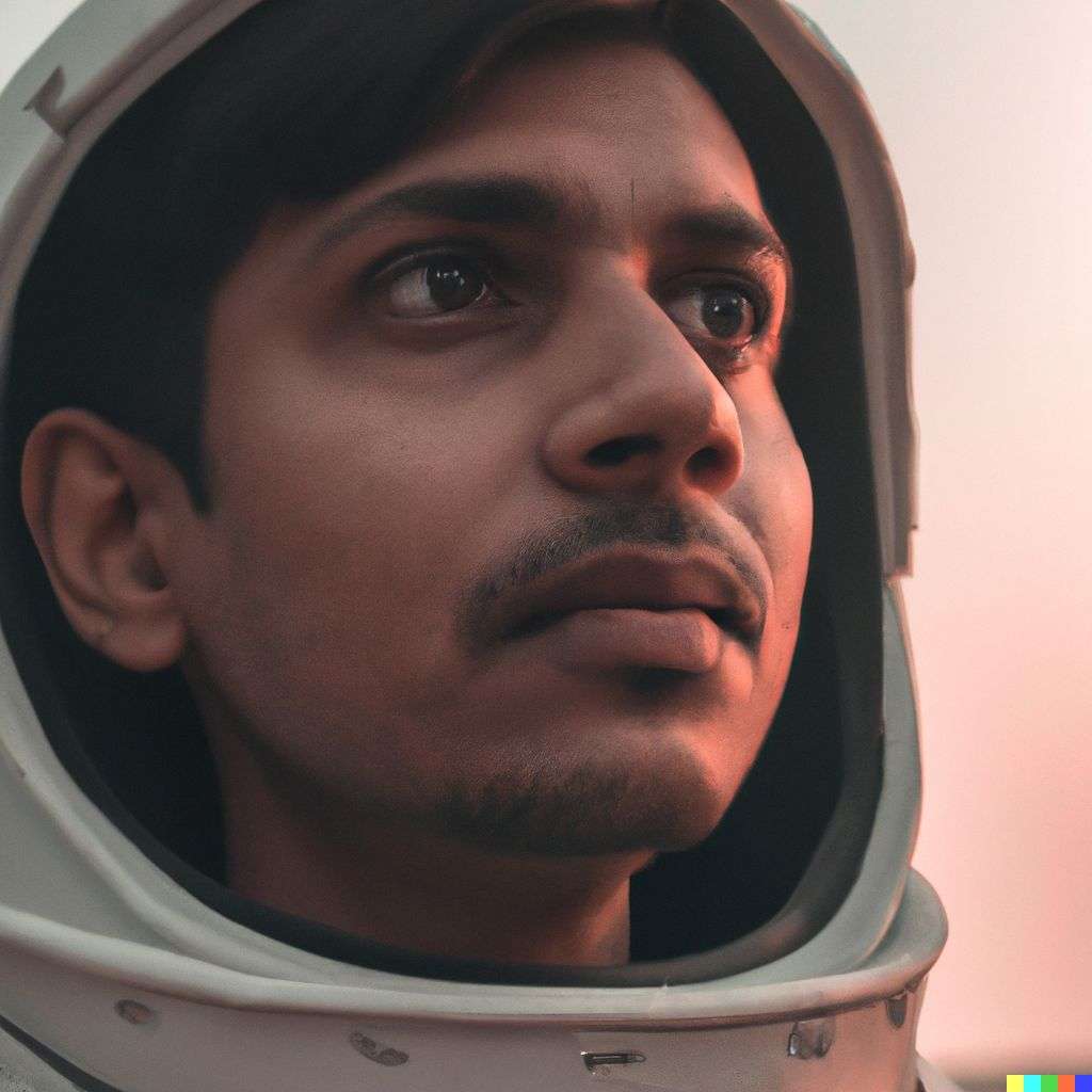 an astronaut, photograph, golden hour lighting